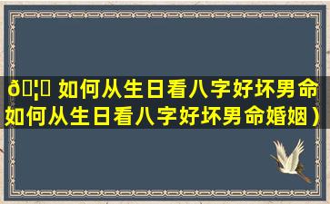 🦆 如何从生日看八字好坏男命（如何从生日看八字好坏男命婚姻）
